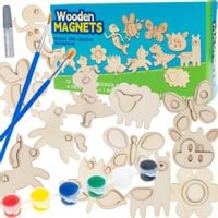 ZESTAW DO MALOWANIA DREWNIANE MAGNESY ZWIERZĄTKA FARBY DIY ZESTAW KREATYWNY
