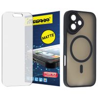 szkło hybrydowe do iphone 17 matowe + magsafe etui czarne tpu