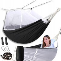 HAMAK OGRODOWY Z MOSKITIERĄ DO OGRODU PODRÓŻNY TURYSTYCZNY 270X150