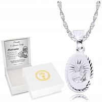 Srebrny Łańcuszek z Medalikiem SREBRO 925 Roczek Chrzest Komunia Grawer