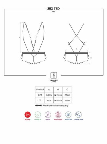 Intrygujące Koronkowe Body - Obsessive 853-TED-1 L/XL na Arena.pl