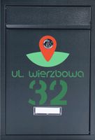 Skrzynka na listy pocztowa ADRES NUMER DOMU NAPIS TWÓJ NADRUK UV antracyt