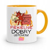 Kubek Żółty Dla Listonosza Piekielnie Dobry Z Nadrukiem Ze Zdjęciem