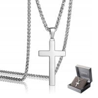 KRZYŻYK z Łańcuszkiem Srebrny Męski Włoski Łańcuch Pancerka Krzyż WŁOSKI