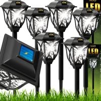 LAMPA SOLARNA OGRODOWA LED SŁUPEK LAMPKI SOLARNE DO OGRODU WBIJANA 6 SZTUK