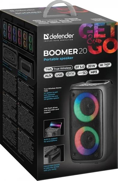 Głośnik bezprzewodowy Defender Boomer 20 Bluetooth 20W czarny x4 zdjęcie 2