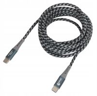 Kabel USB C - USB C w oplocie materiałowym 3m Sologic CZARNY-SZARY