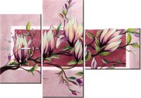 100CM 70CM ZEGAR 3 ELEM SŁODYCZ MAGNOLII PUDROWYM RÓŻU ŚCIENNY OBRAZ