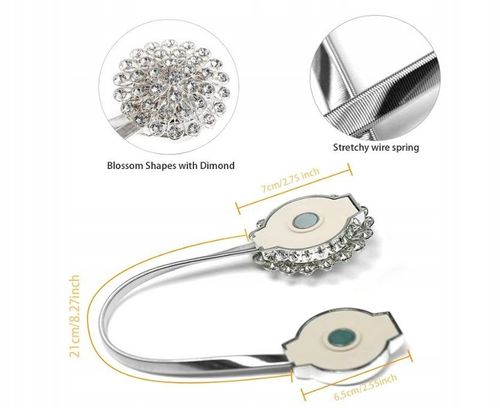 Spinka klamra z kryształkami na magnes do firan,zasłon x2 na Arena.pl