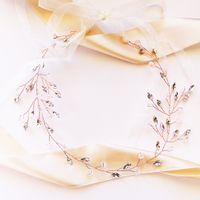 Opaska różowe złoto CYRKONIE delikatna na ślub rose gold KOKONET 4-0156