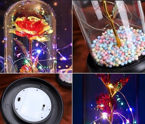 Wieczna róża w szkle kopuła led szkło świecąca lampka na prezent wzór 4 na Arena.pl