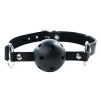 black breathable ball gag with adjustable strap.