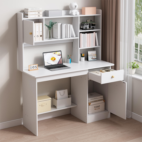 BIURKO KOMPUTEROWE BIAŁE LOFT POD LAPTOP KOMPUTER SKANDYNAWSKI Z 7 PÓŁKAMI na Arena.pl