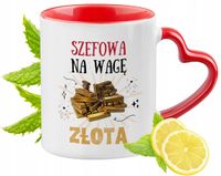 Kubek Czerwony Z Uszkiem W Kształcie Serca Dla Szefowej Na Prezent