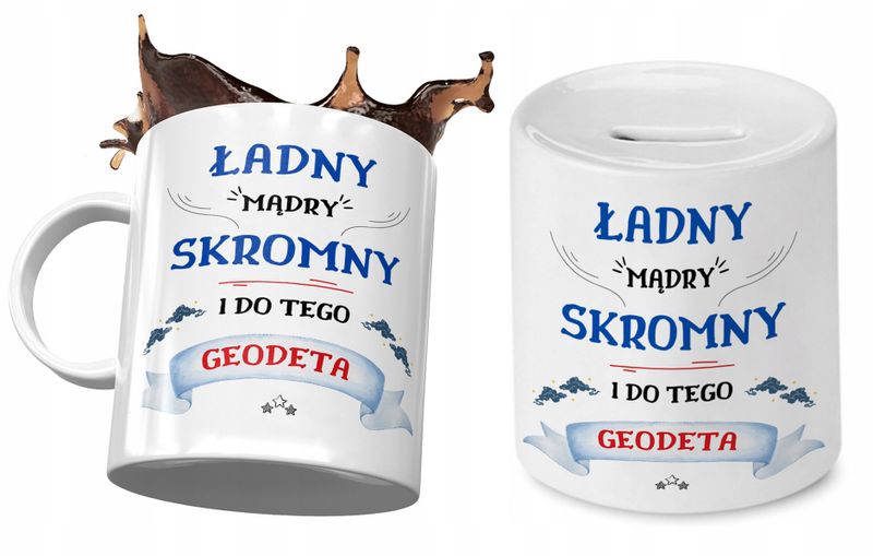 Dla Geodety Zestaw Kubek + Skarbonka Na Prezent Z Nadrukiem Ze Zdjęciem zdjęcie 1