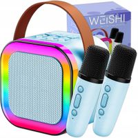 2X ZESTAW KARAOKE DLA DZIECI GŁOŚNIK BLUETOOTH USB LED MIKROFON 2SZT PREZEN