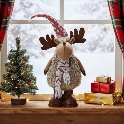 RENIFER ŚWIĄTECZNY STOJĄCY POD CHOINKĘ 73cm OZDOBA DEKORACJA ŚWIĄTECZNA na Arena.pl