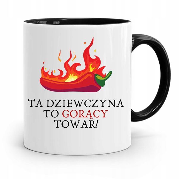 Kubek Czarny Dla Dziewczyny Żony Gorący Towar! Z Nadrukiem Ze Zdjęciem zdjęcie 1