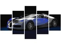 75CM 120 OBRAZ 5 ELEM BŁĘKITNE BUGATTI VEYRON ŚCIENNY DRUK