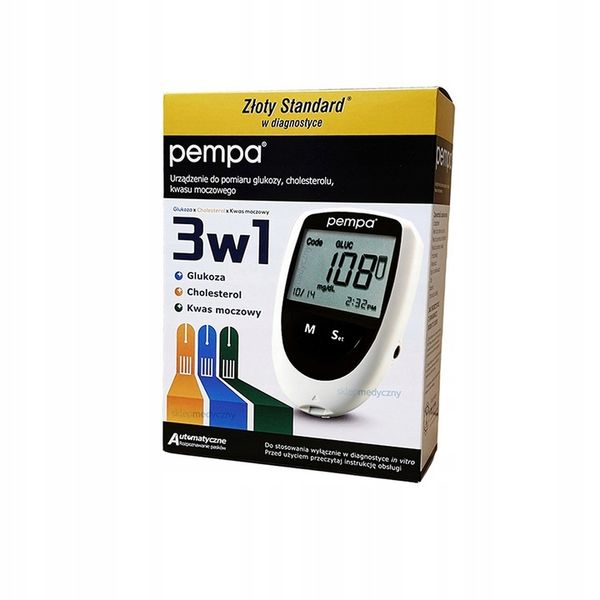 GLUKOMETR BENECHECK PEMPA 3W1 GLUKOZA KWAS MOCZOWY CHOLESTEROL + 3 GRATISY zdjęcie 5