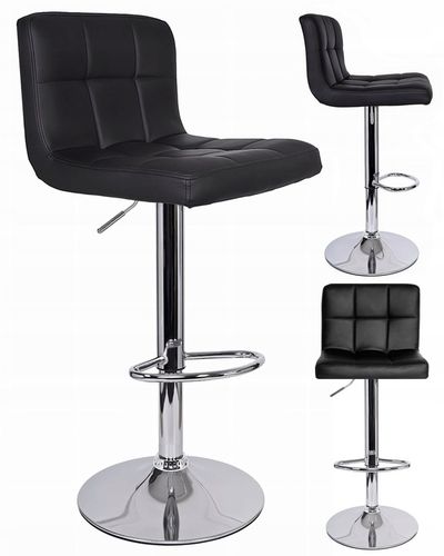 Hoker kuchenny obrotowy czarny z oparciem loft regulowany wysoki na Arena.pl