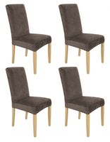 Zestaw 4Szt. Pokrowiec Na Krzesło Brąz Welur Elastczyny [21Wk-4Szt]