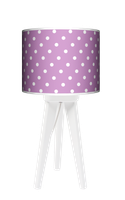 Lampa stołowa - trójnóg drewniana mała - Lawendowe kropki