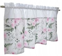 ZAZDROSTKA firana kuchenna KWIATY in garden RÓŻOWY bawełna 300x60