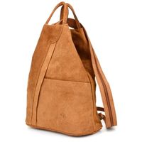 VERA PELLE plecak damski zamszowy trójkątny z suwakiem V010 camel