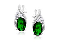 RODOWAN SREBRNE PODŁUŻNE KOLCZYKI ZIELONE CYRKONIE