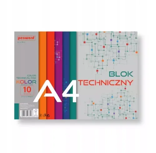 Blok Techniczny A4 10 Kartek Kolorowych 180G/M2 Bt-3 Penword na Arena.pl