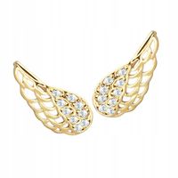 ZŁOTE Nausznice 925 Kolczyki ze Skrzydłami WINGS