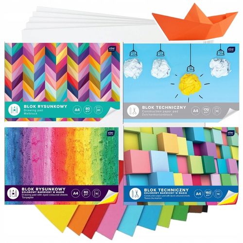 Zestaw 4x bloki szkolne A4 techniczny rysunkowy na Arena.pl