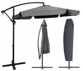 DUŻY PARASOL OGRODOWY REGULOWANY POKROWIEC WYSIEGNIK 350CM DALLAS C. SZARY