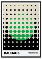 Plakat zielony czarny bauhaus kropki 50x70 cm w czarnej ramie