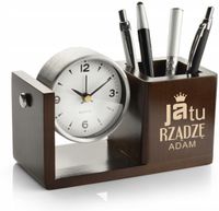 GRAWER Przybornik na biurko z zegarkiem personalizowany prezent dla SZEFA