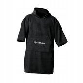 RĘCZNIK TERRY PONCHO BLACK Z KAPTUREM I KIESZENIĄ - GymBeam