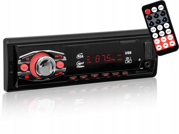 RADIO SAMOCHODOWE 1-DIN BLUETOOTH 2x USB AUX SD MP3 PILOT BATERIA zdjęcie 1