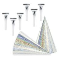 Zestaw akcesoriów czapeczki, gwizdki - srebrne