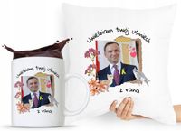 Zestaw Poduszka + Kubek Prezent Andrzej Duda Pis Z Nadrukiem Ze Zdjęciem