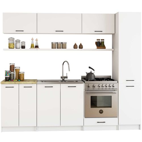 Słupek kuchenny OLIWIA 40x205 cm 2 drzwi 6 półek biały na Arena.pl