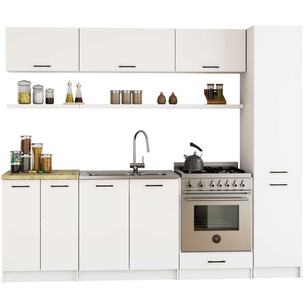 Słupek kuchenny OLIWIA 40x205 cm 2 drzwi 6 półek biały zdjęcie 5