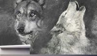 Fototapeta W SZAROŚCI WILKI ZWIERZĘTA 370x250
