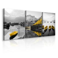 Obrazy Do Salonu Set Krajobraz Góry Jezioro Las Natura Łódki 90cm x 40cm
