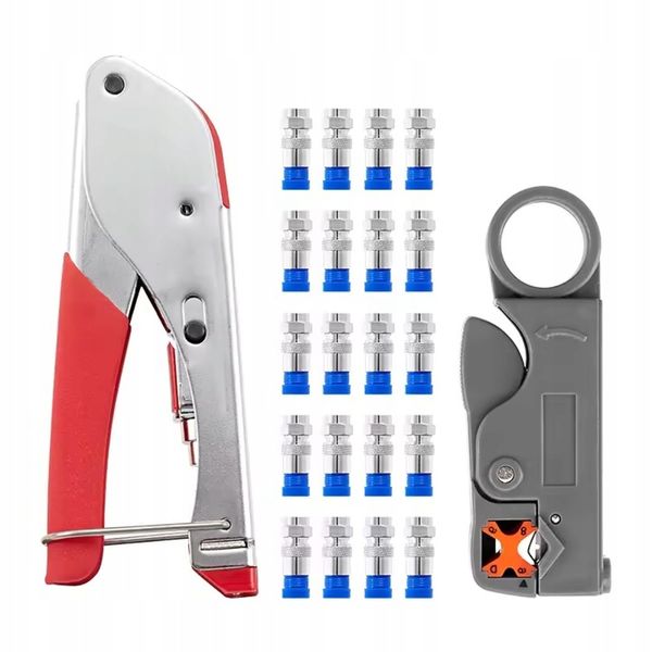 Zestaw Szczypce do Zaciskania Kabli Koncentrycznych RG59 RG6 Wtyki Ściągacz zdjęcie 8
