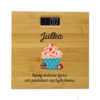 WAGA ŁAZIENKOWA ELEKTRONICZNA BAMBUSOWA + DOWOLNA PERSONALIZACJA  IMIE