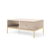 Stolik kawowy Molly z szufladami beżowy złoty stelaż