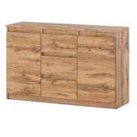 Komoda Drewniana Agnes 3 Szuflady Salon Pokój Młodzieżowy 120cm Dąb Wotan