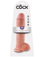 11' cock with balls flesh dildo z jądrami cieliste 28 cm king cock