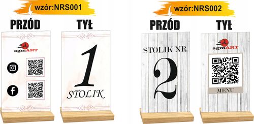 NUMER STOLIKA DLA RESTAURACJI z nadrukiem TWÓJ TEKST LOGO KOD QR z menu na Arena.pl